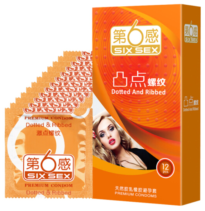 杰士邦【第六感 凸点螺纹】天然胶乳橡胶避孕套/安全套 (12只装)